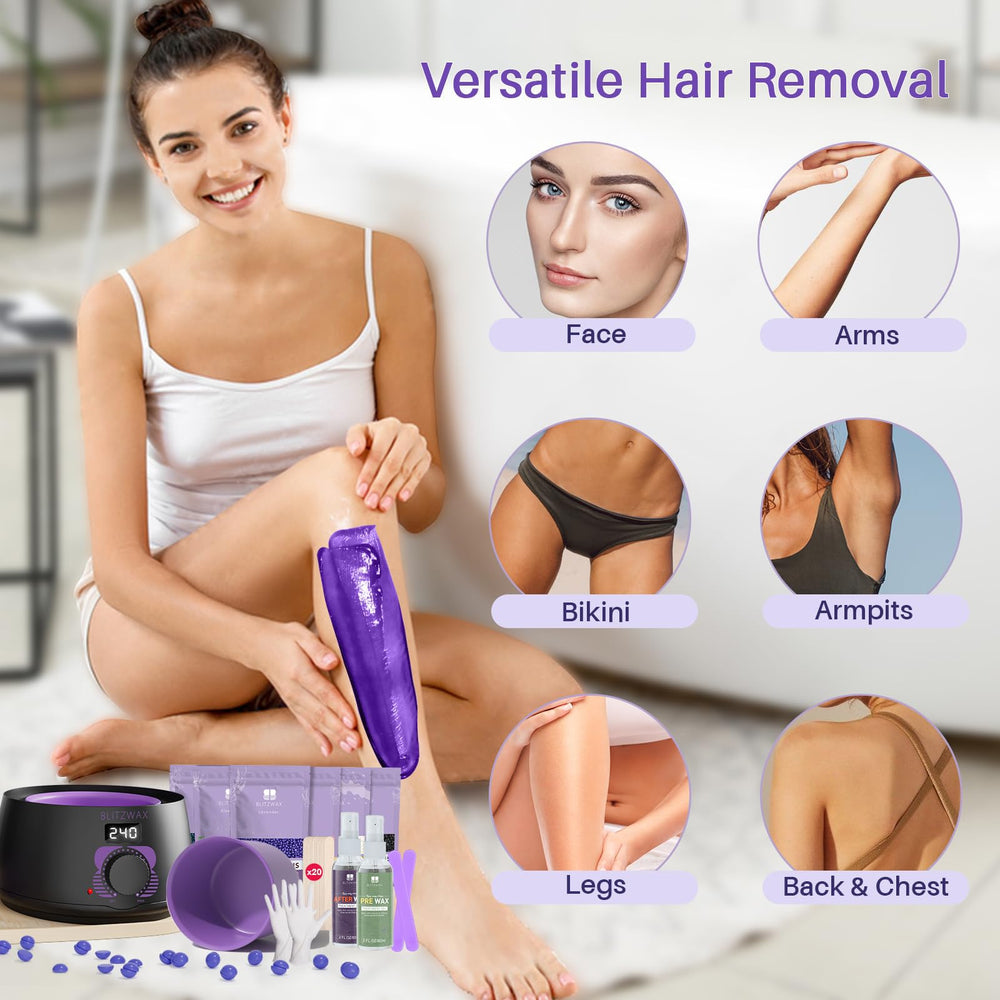 BLITZWAX hript-safe-formula delivers a gentle, skin-friendly waxing experience.