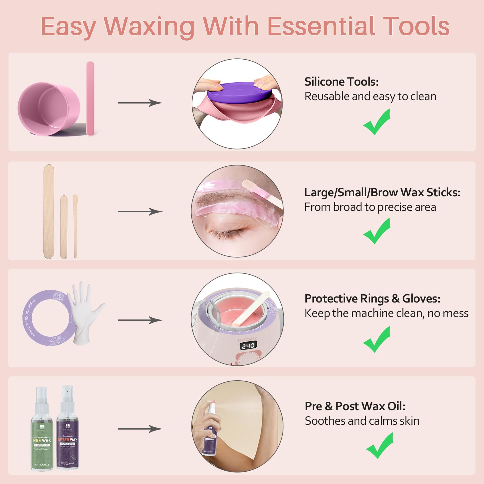 BLITZWAX wooden sticks and spatulas included for precise application