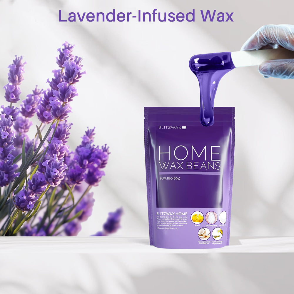 BLITZWAX Lavender fragrance aesthetic with wax beads for spa-like feel.