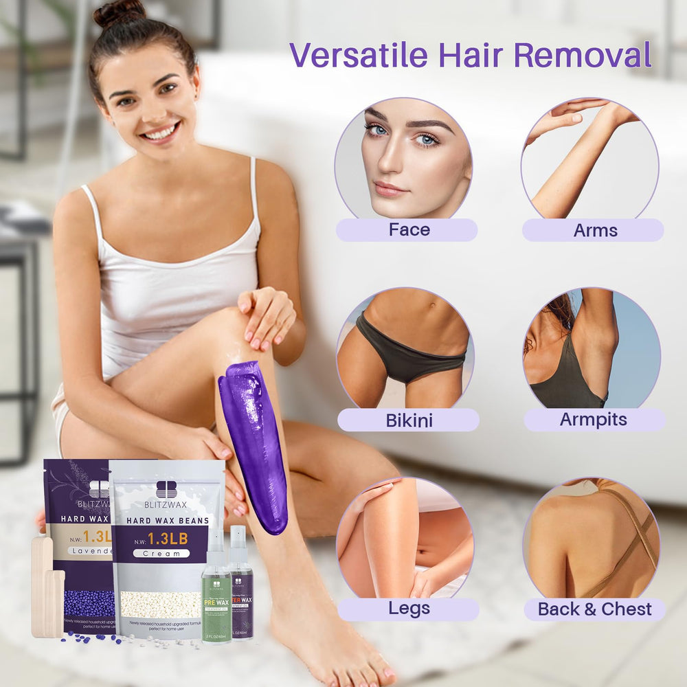 BLITZWAX lavender-wax-beads closeup texture ideal for gentle hair removal.