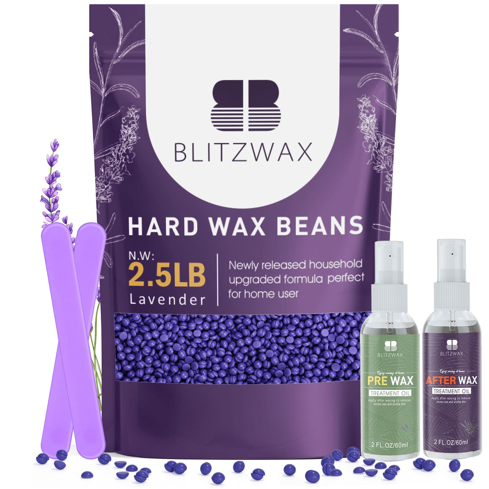 BLITZWAX lavender wax beads closeup for gentle removal on sensitive skin