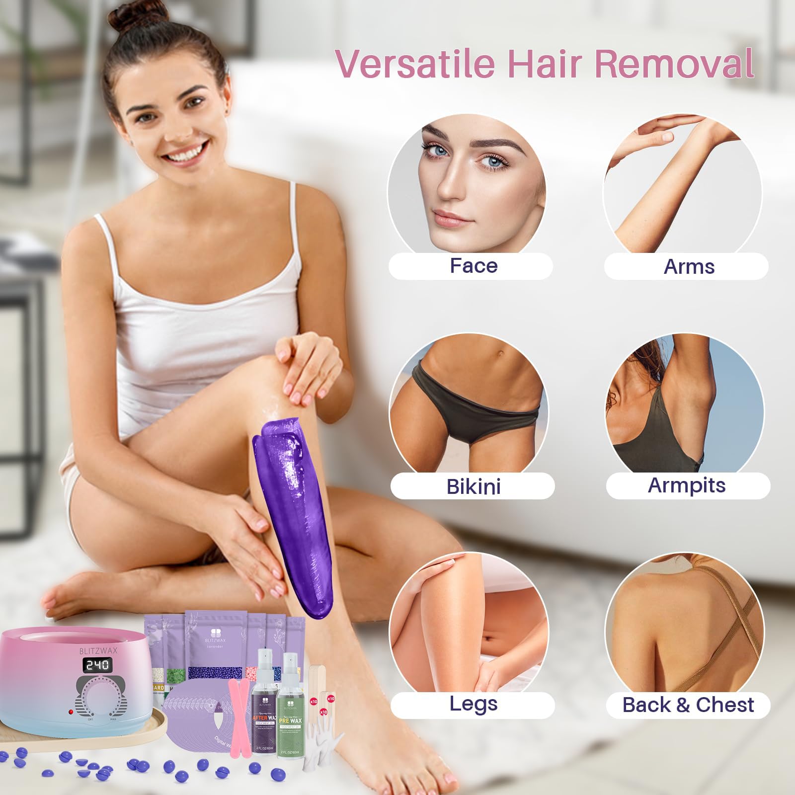 BLITZWAX skin-friendly formula highlighted for sensitive skin waxing