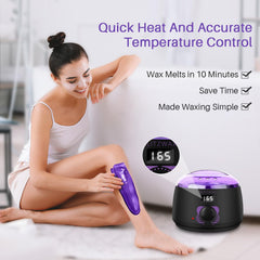 BLITZWAX wax beads melting scene demonstrates quick heat-up for efficient at-home sessions.