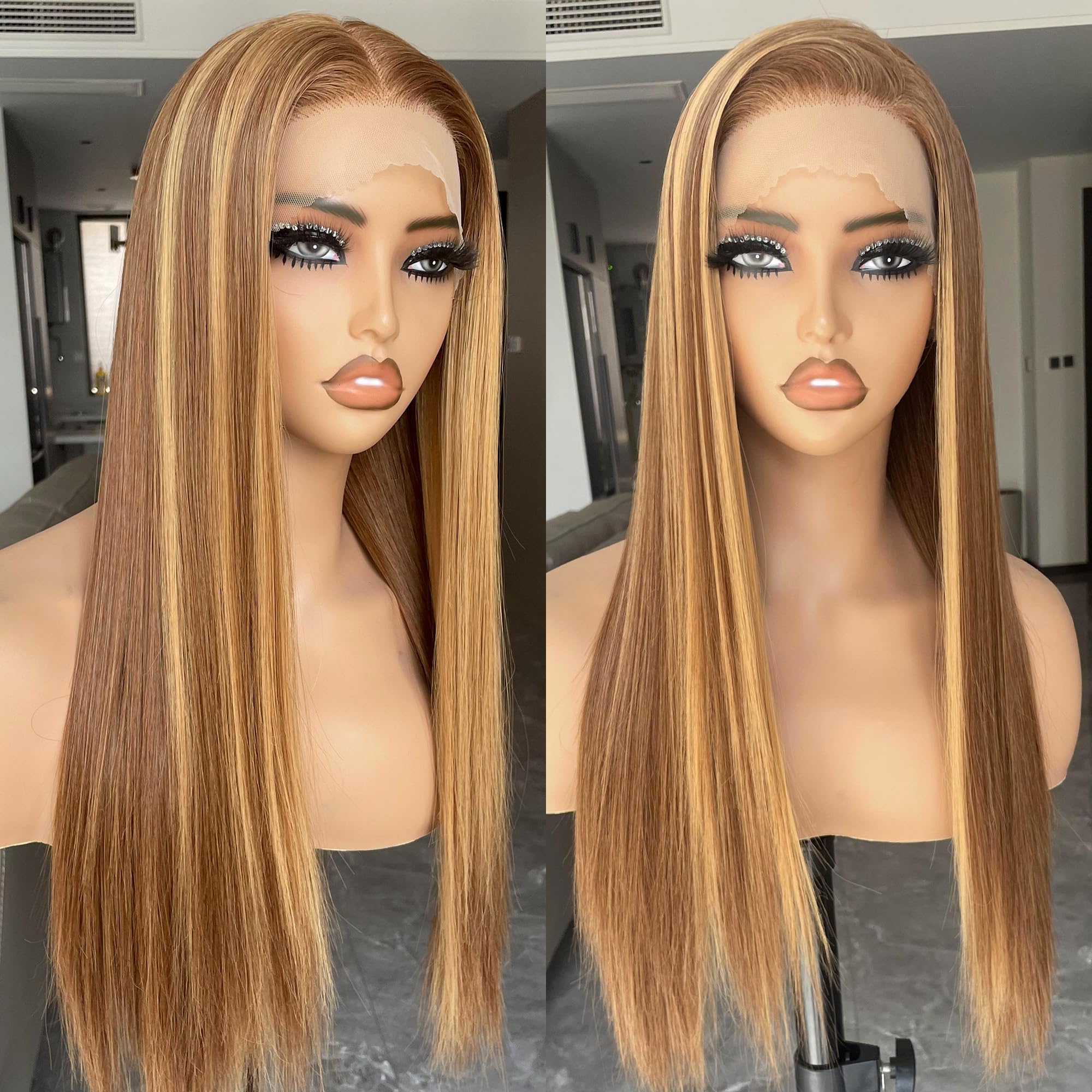 BLL Honey Blonde Wig lace front detail shows natural, pre-plucked hairline.