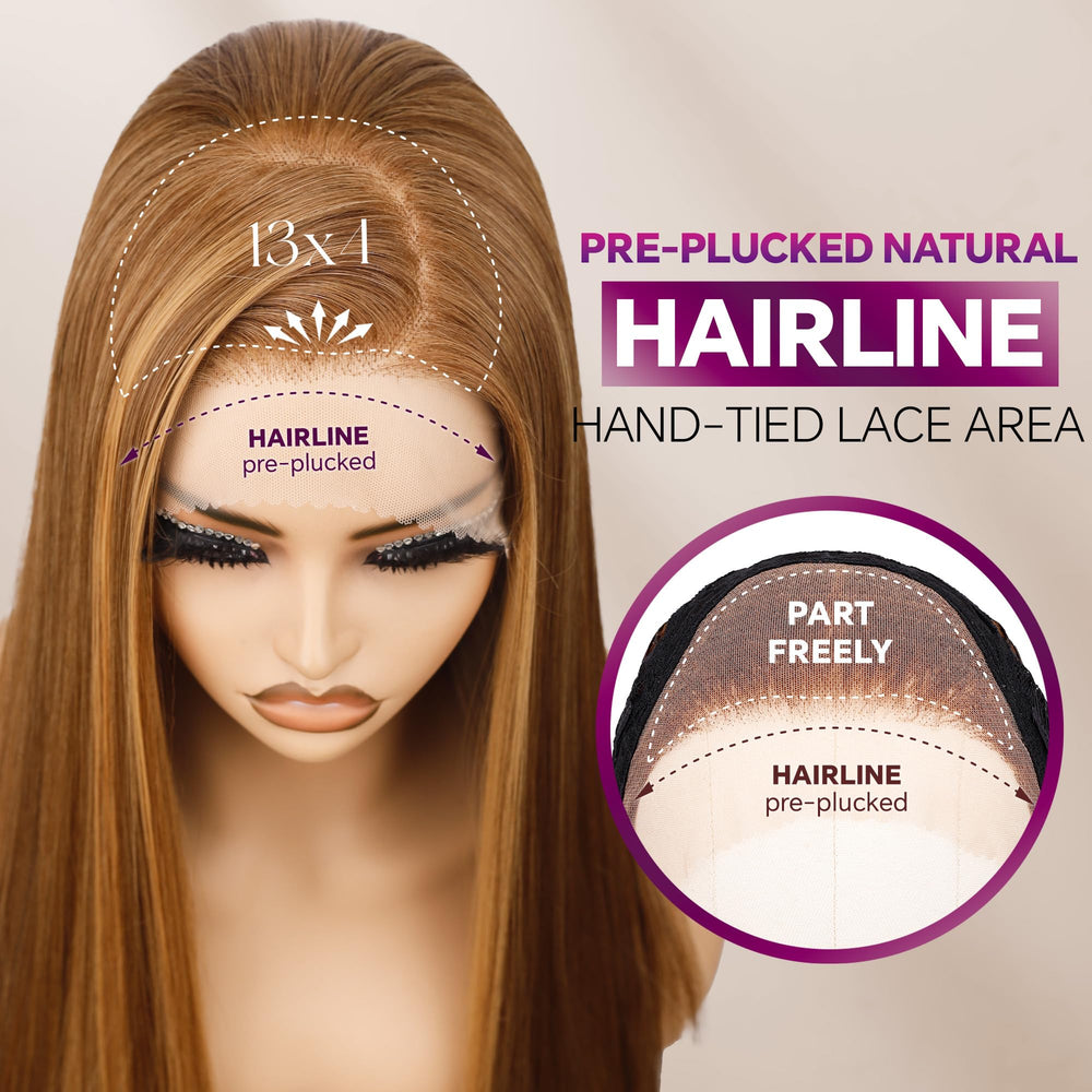 BLL Honey Blonde Wig length straight; sunkissed highlights for polished looks.