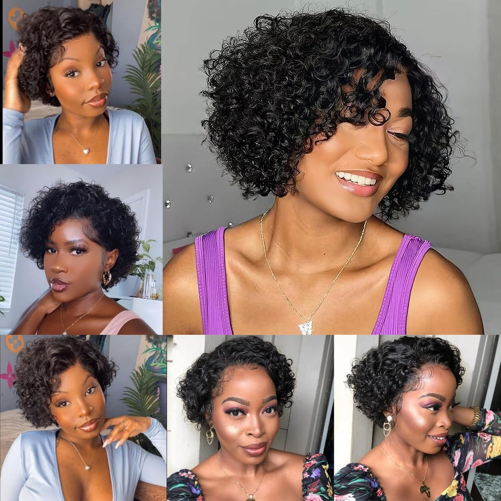 Blockice Pixie Cut Wig deep wave texture adds fullness and movement.