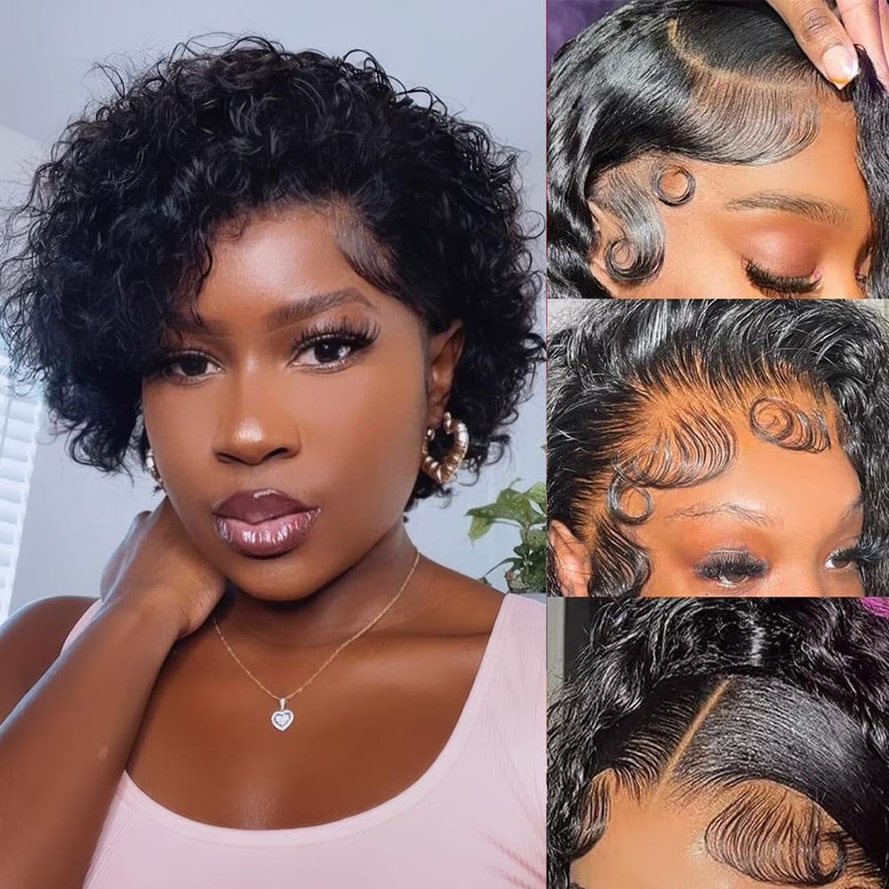 Blockice Pixie Cut Wig lace-front 13x4 for seamless part and volume.