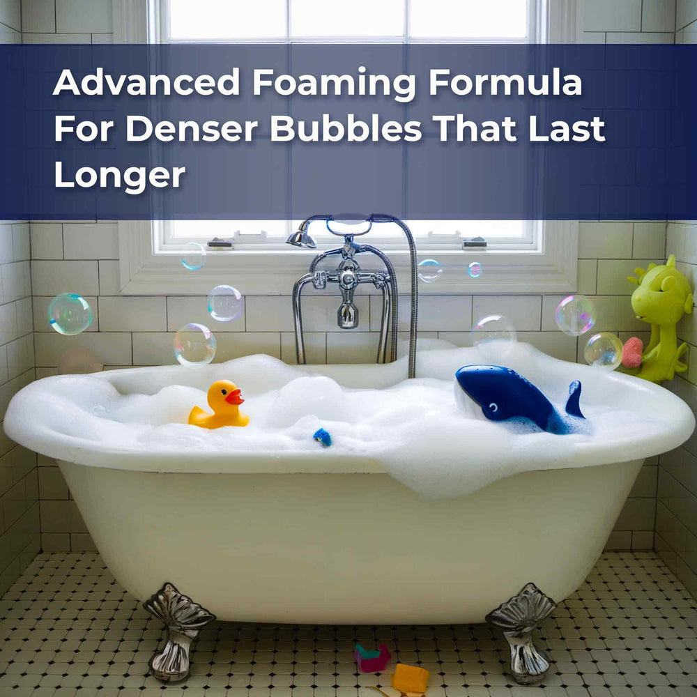 Bloom & Bōde Pure Bubbles foaming bath pour with rich, lasting foam for a luxurious soak