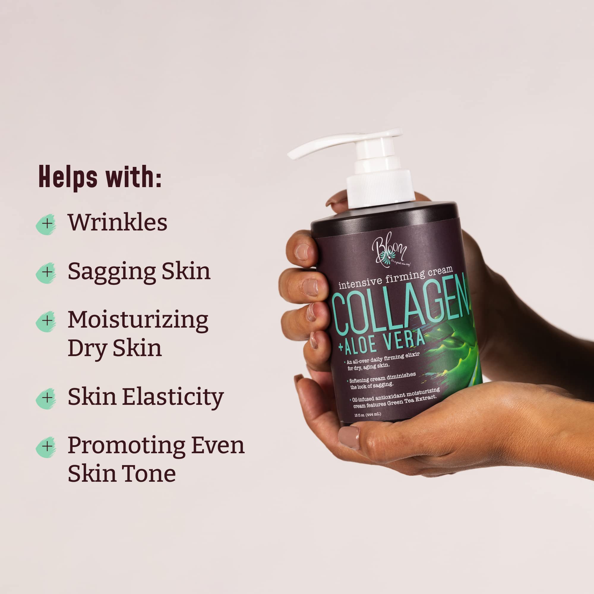 BLOOM IT'S A GREAT SKIN DAY body lotion jar highlights fragrance-free daily moisturization