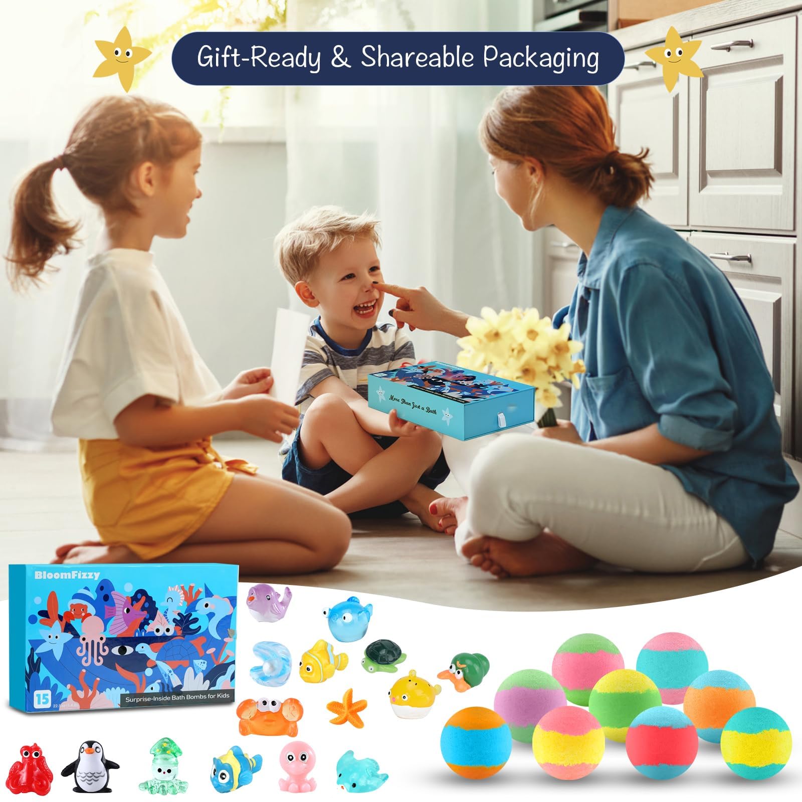 BloomFizzy Sea Surprise box highlights eco-friendly packaging and safe surprises.