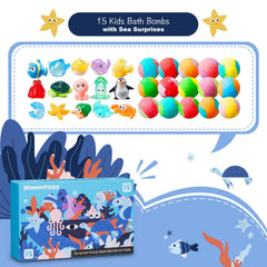 BloomFizzy Sea Surprise bath bomb reveals a hidden sea toy inside during bath time.