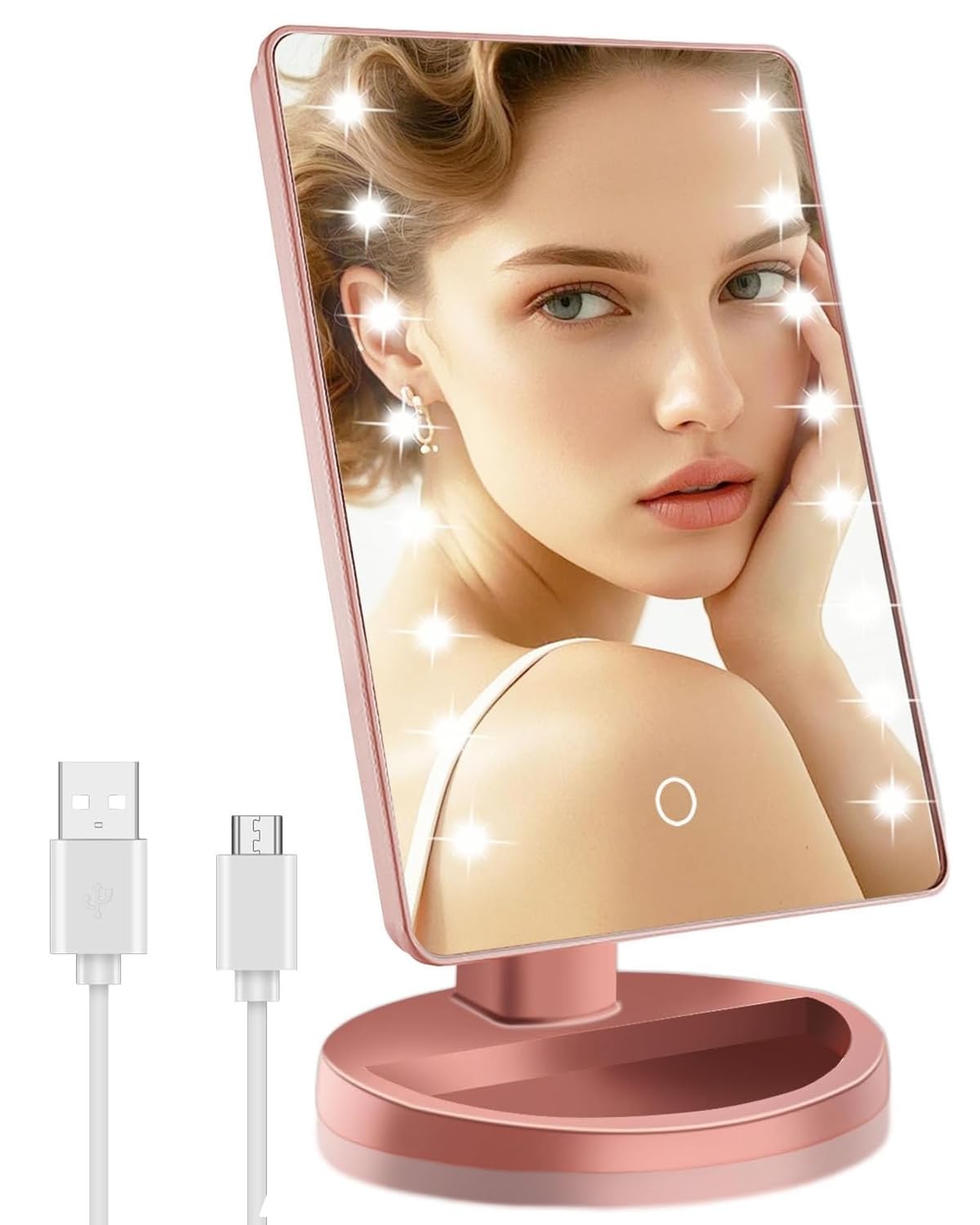 BLOOMINIQUE Christmas lighted makeup mirror with lights offers gentle illumination for precise makeup