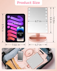 BLOOMINIQUE pink rose-gold desk mirror complements dorm room style