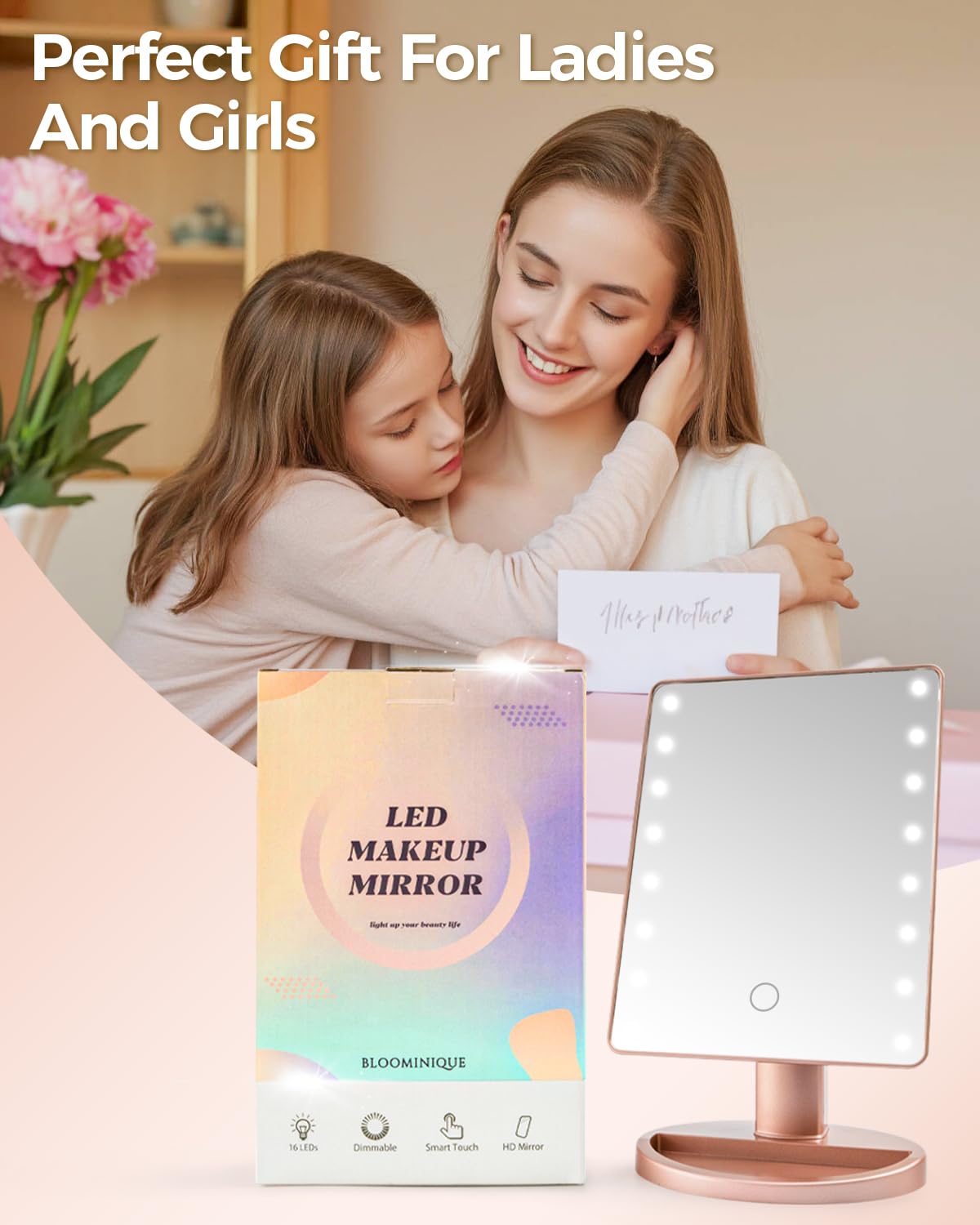 BLOOMINIQUE rose gold dorm room essential vanity mirror