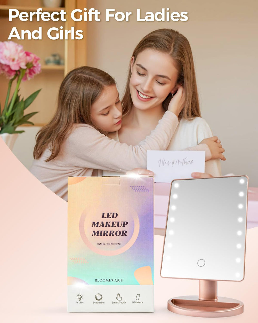 BLOOMINIQUE rose gold dorm room essential vanity mirror