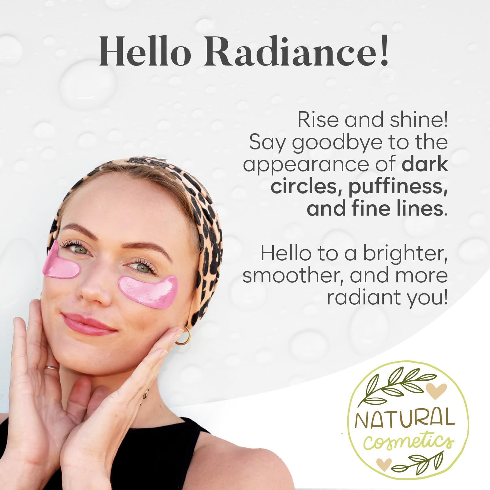 Bloomora Green Tea patch tray close-up emphasizes soothing antioxidant care