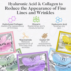 Bloomora Hyaluronic Acid patch close-up highlights hydration and de-puffing potential
