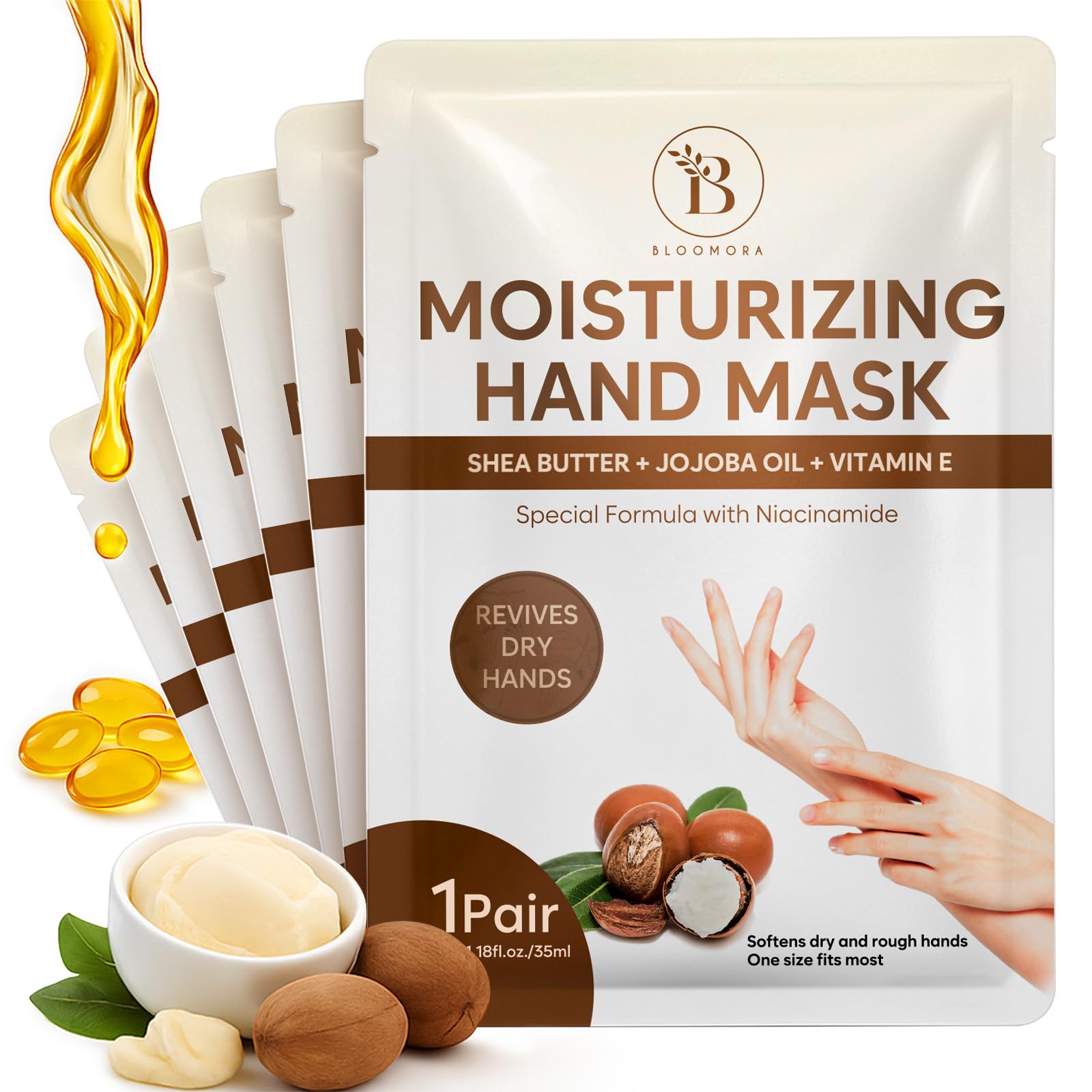 BLOOMORA Repairing Hand Mask pack of 6 pairs offering at-home hydration