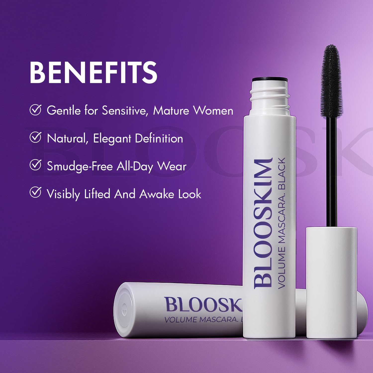 Blooskim Mascara formula swatches reveal rich black shade for definition