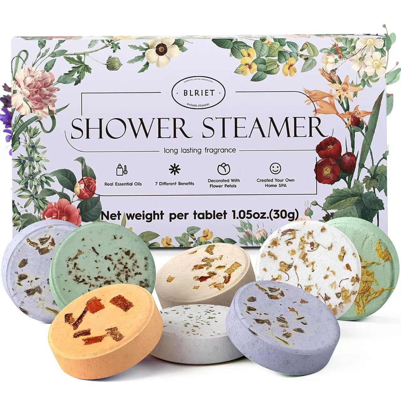 BLRIET shower steamers 8-pack gift box for effortless spa moments