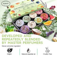 BLRIET shower steamers in a bathroom setting representing a spa like steam experience.