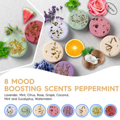 BLRIET shower steamers gift-ready packaging image showcasing seven scents for gifting.