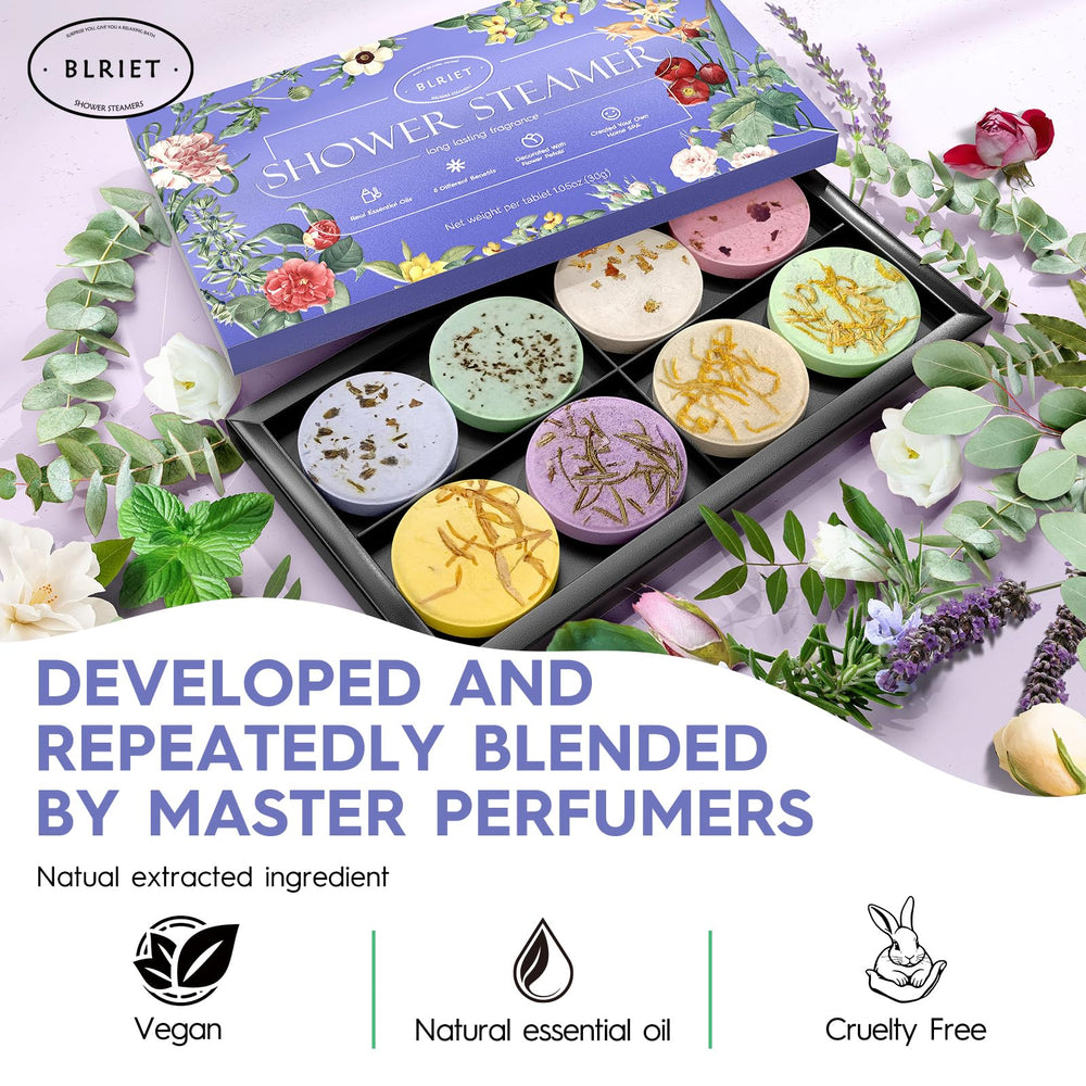 BLRIET shower steamers in-shower release fragrance for a personal spa moment