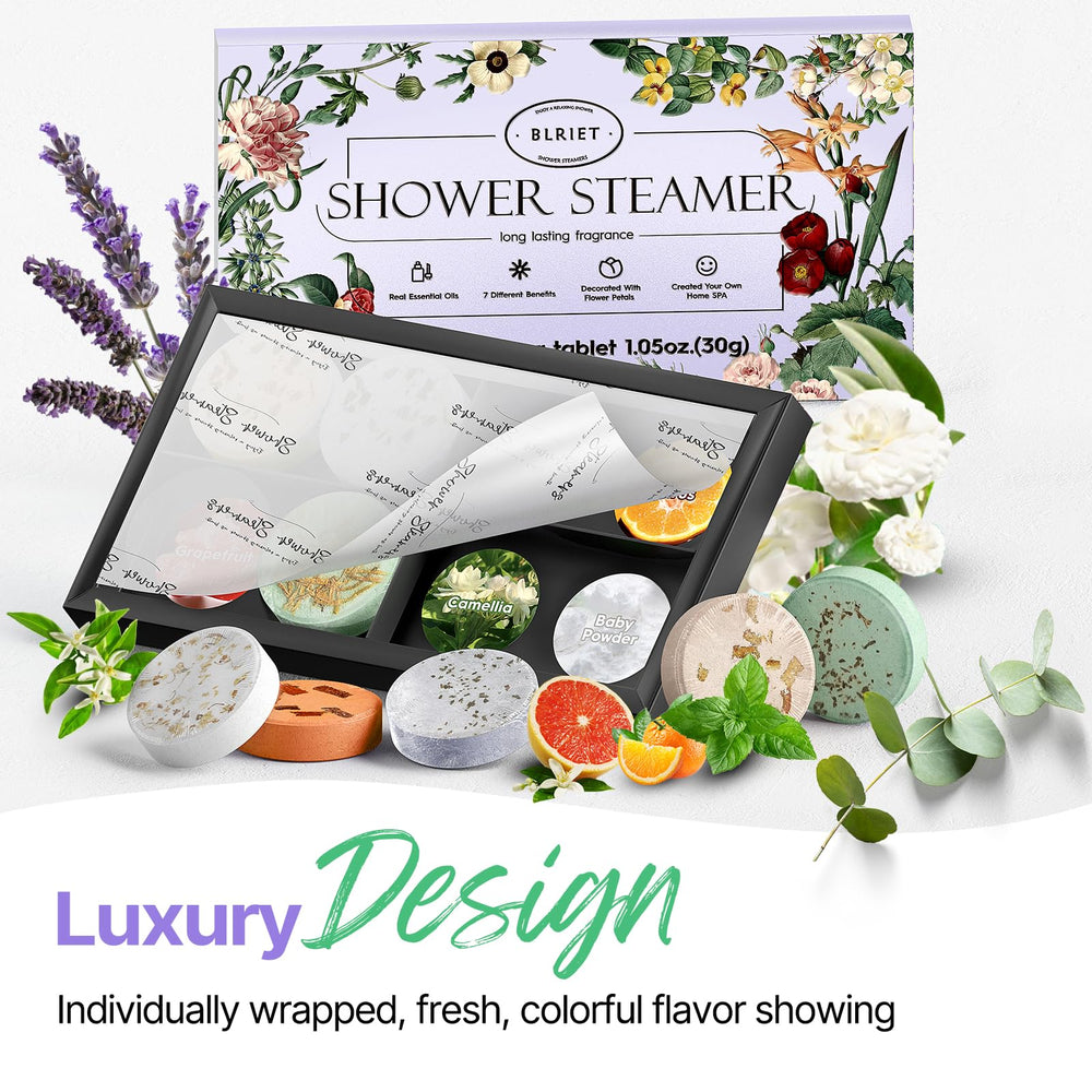 BLRIET shower steamers natural ingredients label signals clean, worry-free self-care