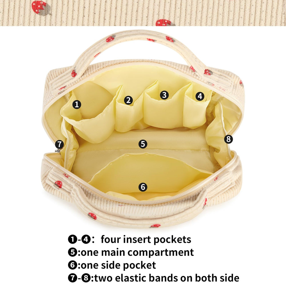 Bluboon strawberry corduroy bag compact size fits purses and suitcases