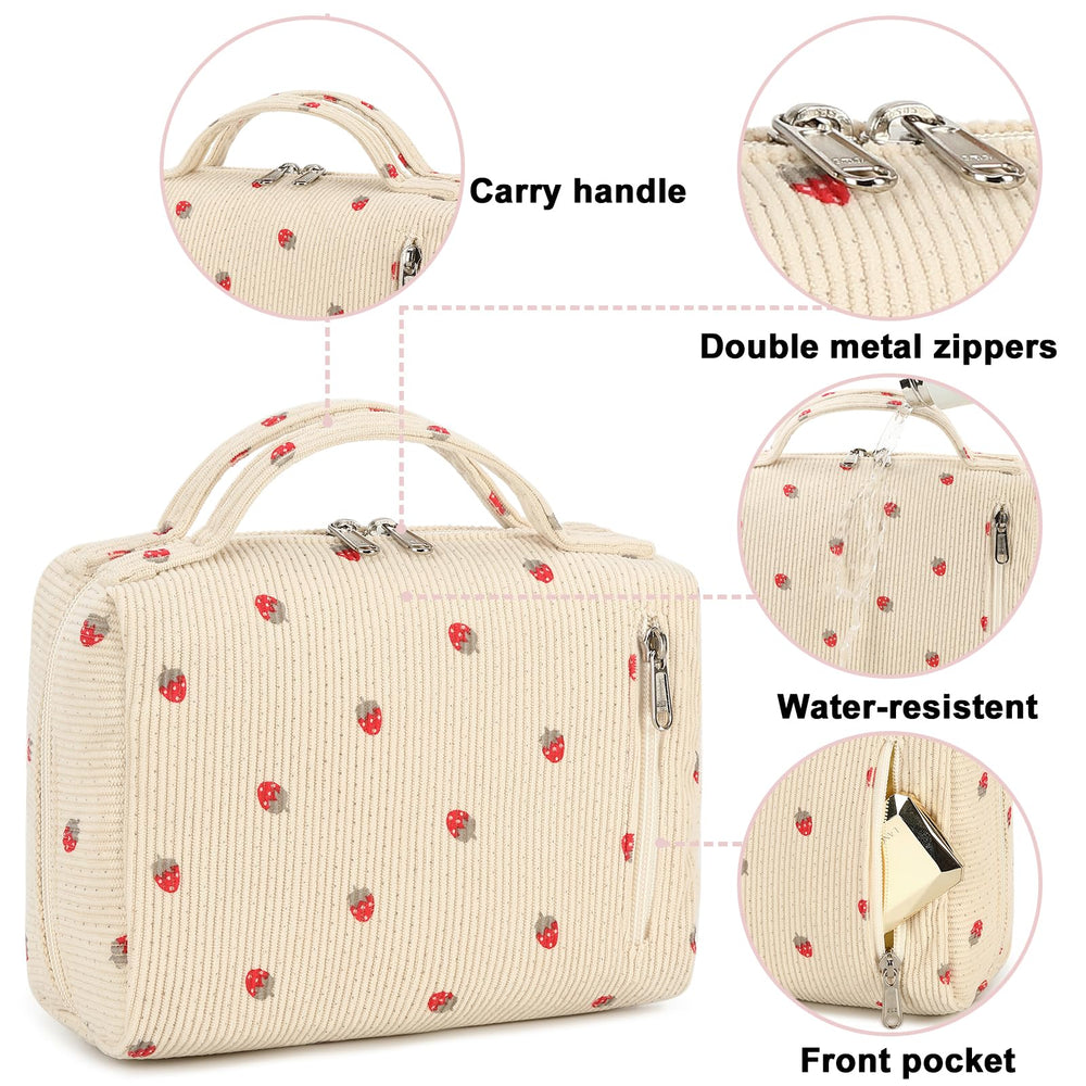 Bluboon makeup bag zipper detail secure closure for travel