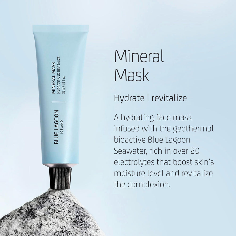 Blue Lagoon Iceland purifying mask being applied in the shower for convenience.