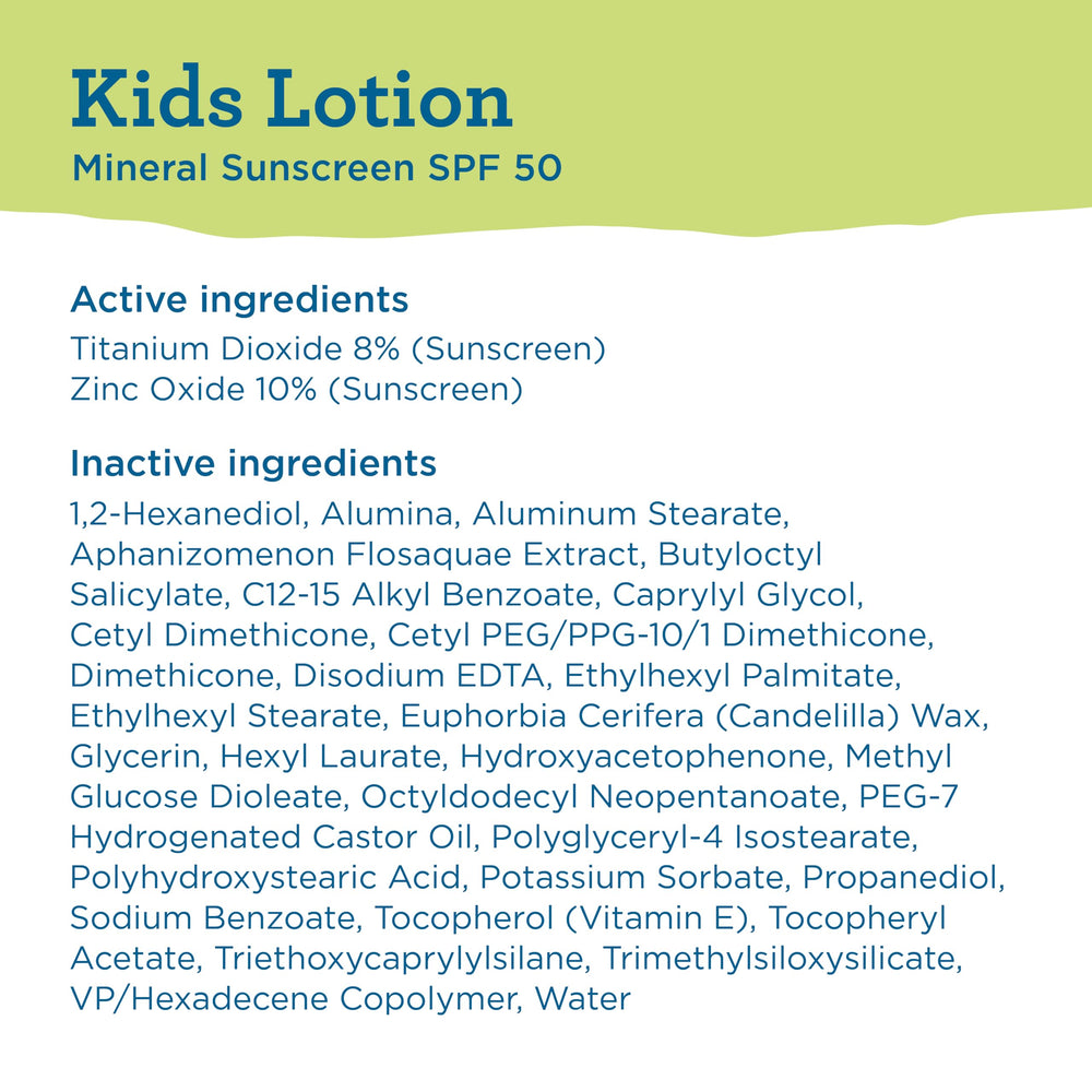 Blue Lizard Kids Mineral SPF 50 daily use lotion protects active kids.