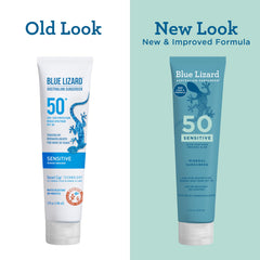 Blue Lizard Sensitive SPF 50 lotion infused with Aloe Vera for gentle hydration.
