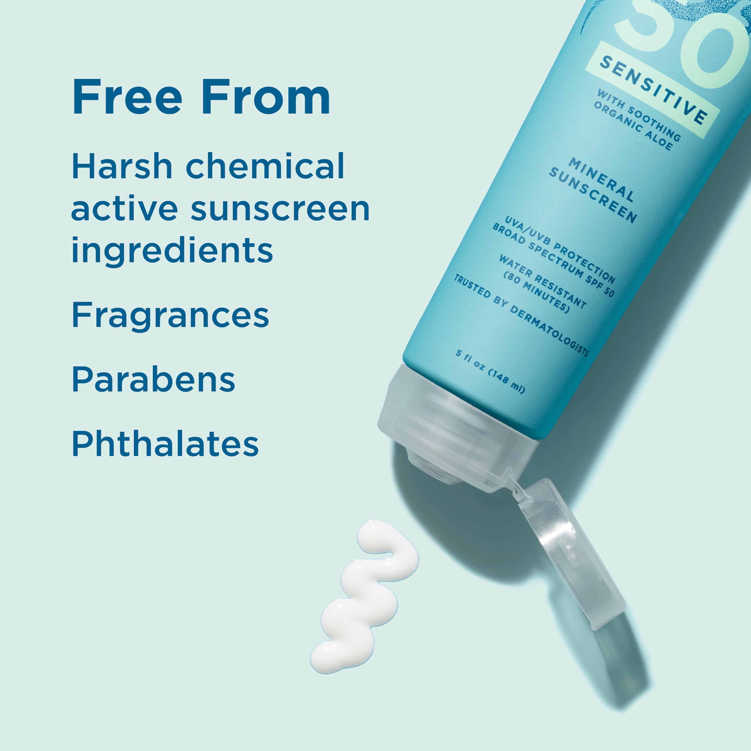 Blue Lizard Sensitive SPF 50 lotion water-resistant up to 80 minutes for swimming sessions.