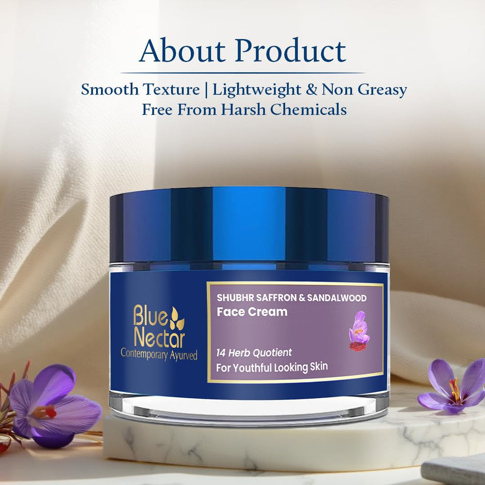 Blue Nectar day night-use scene shows versatile moisturizer for morning and evening.