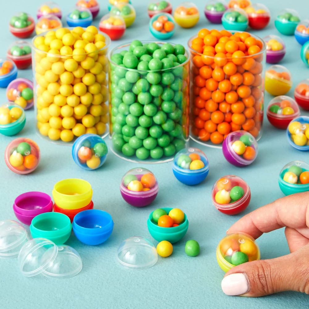 Blue Panda 1-inch gumball capsule opened for quick contents access.
