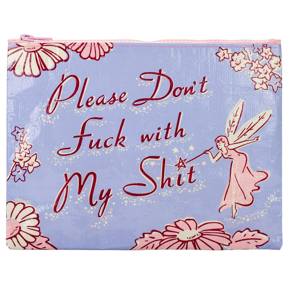 Blue Q Please Don't F With My Stuff Zipper Pouch front view for bag organization