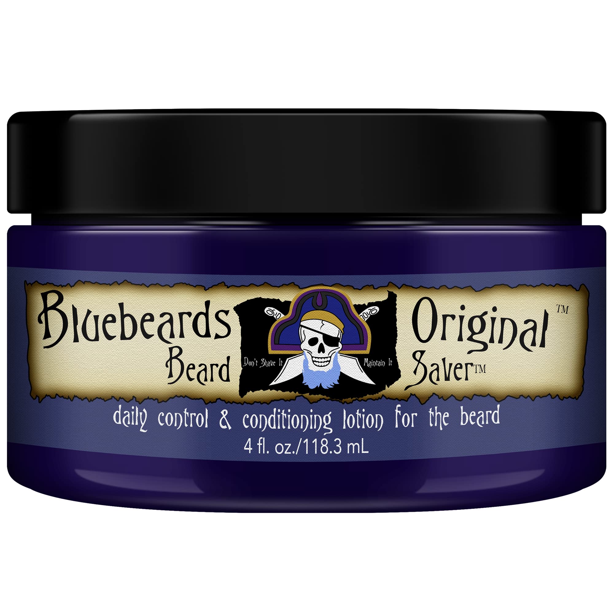 Bluebeards Original leave-in beard conditioner 4oz bottle provides daily beard hydration.