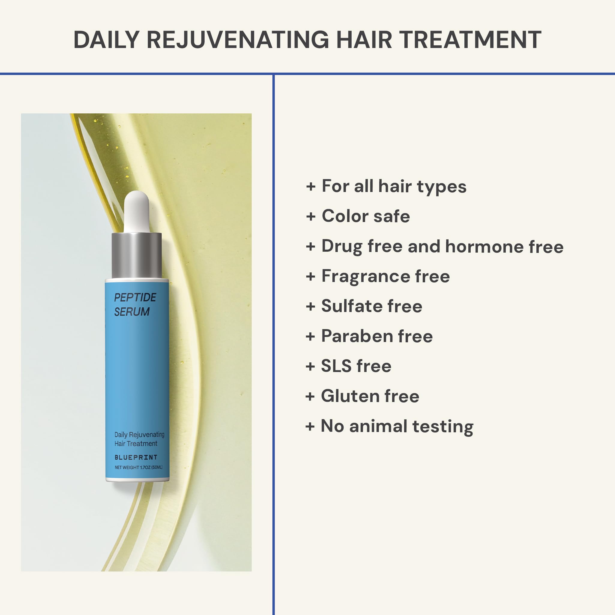 Blueprint Bryan Johnson Hair Peptide Serum precision dropper targets scalp for even distribution.