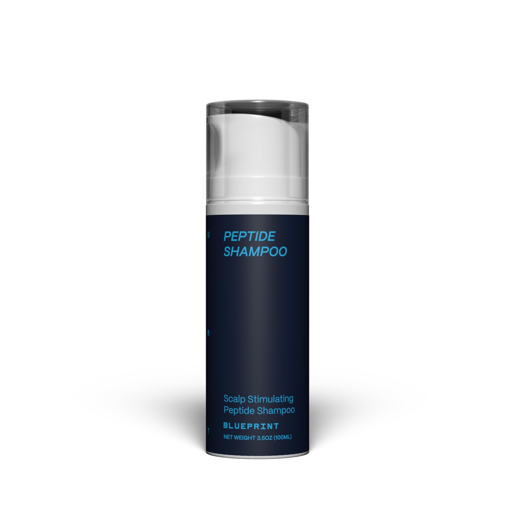 Blueprint Bryan Johnson peptide shampoo bottle with fragrance-free formula for sensitive scalps and daily cleansing.