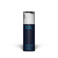 Blueprint Bryan Johnson peptide shampoo bottle with fragrance-free formula for sensitive scalps and daily cleansing.