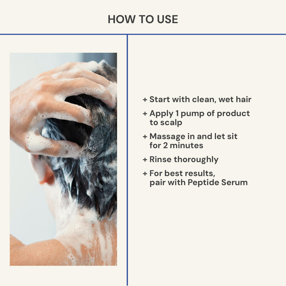 Blueprint Bryan Johnson peptide shampoo-menthol-cool highlights refreshing sensation during wash.