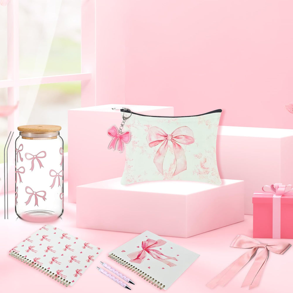 BlueRaying Coquette pink bow cup with straw for refreshing beverages on the go.