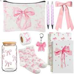 BlueRaying Coquette pink bow makeup bag—compact travel organizer for everyday cosmetics.