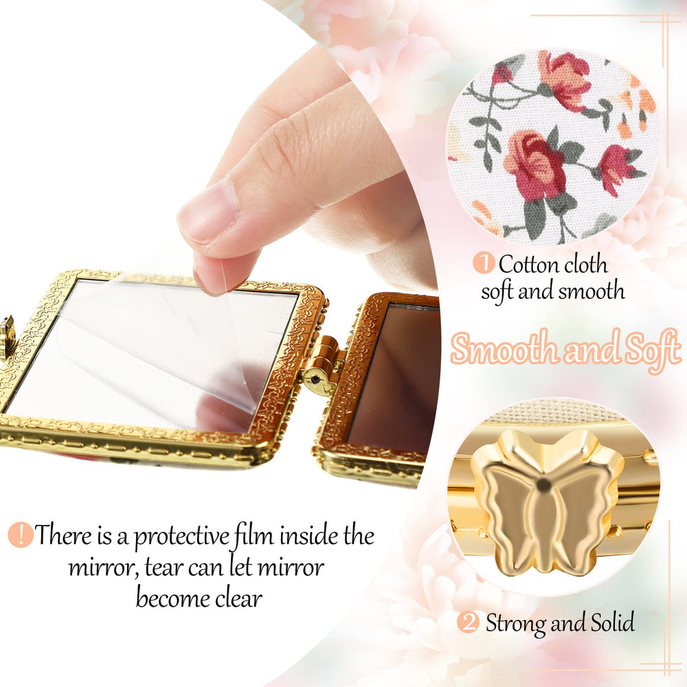 Blulu oval flower pocket mirror for quick checks on the go