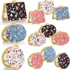 Blulu 24 Pcs compact mirror rectangle shape with flowers, ideal for daily touch-ups