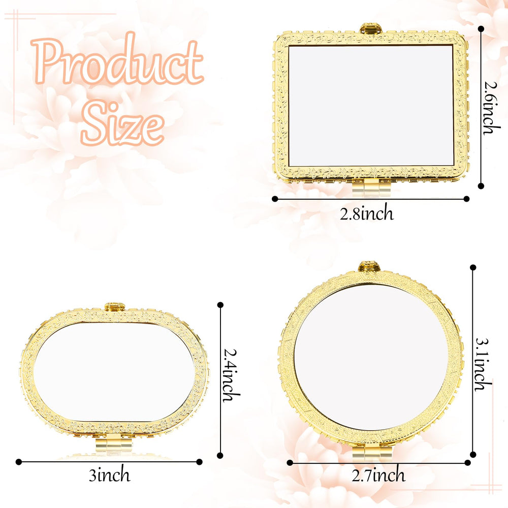 Blulu 24 Pcs compact mirror round shape with flowers, great for on-the-go touch-ups