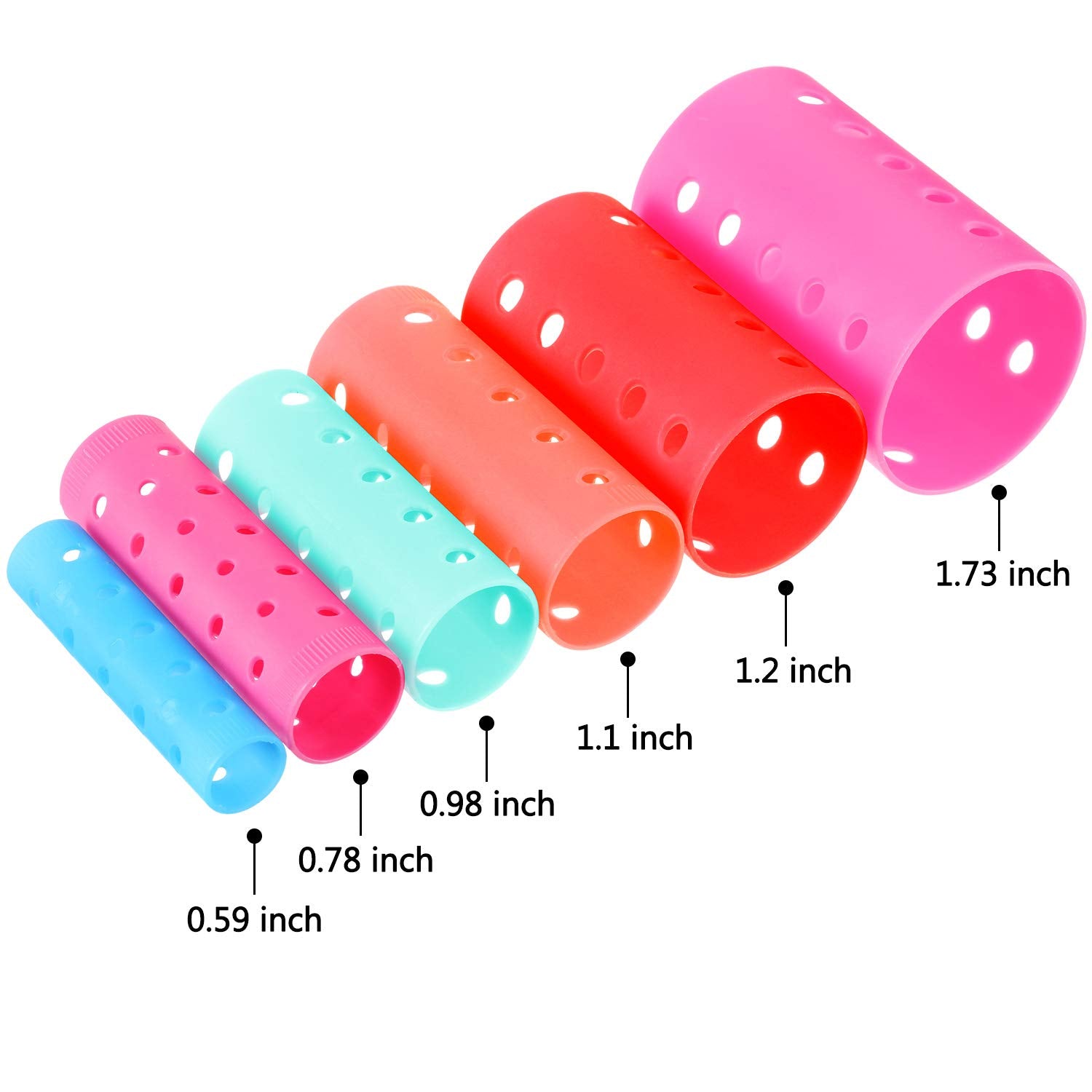 Blulu rollers display six sizes and diameter variations for diverse curl shapes