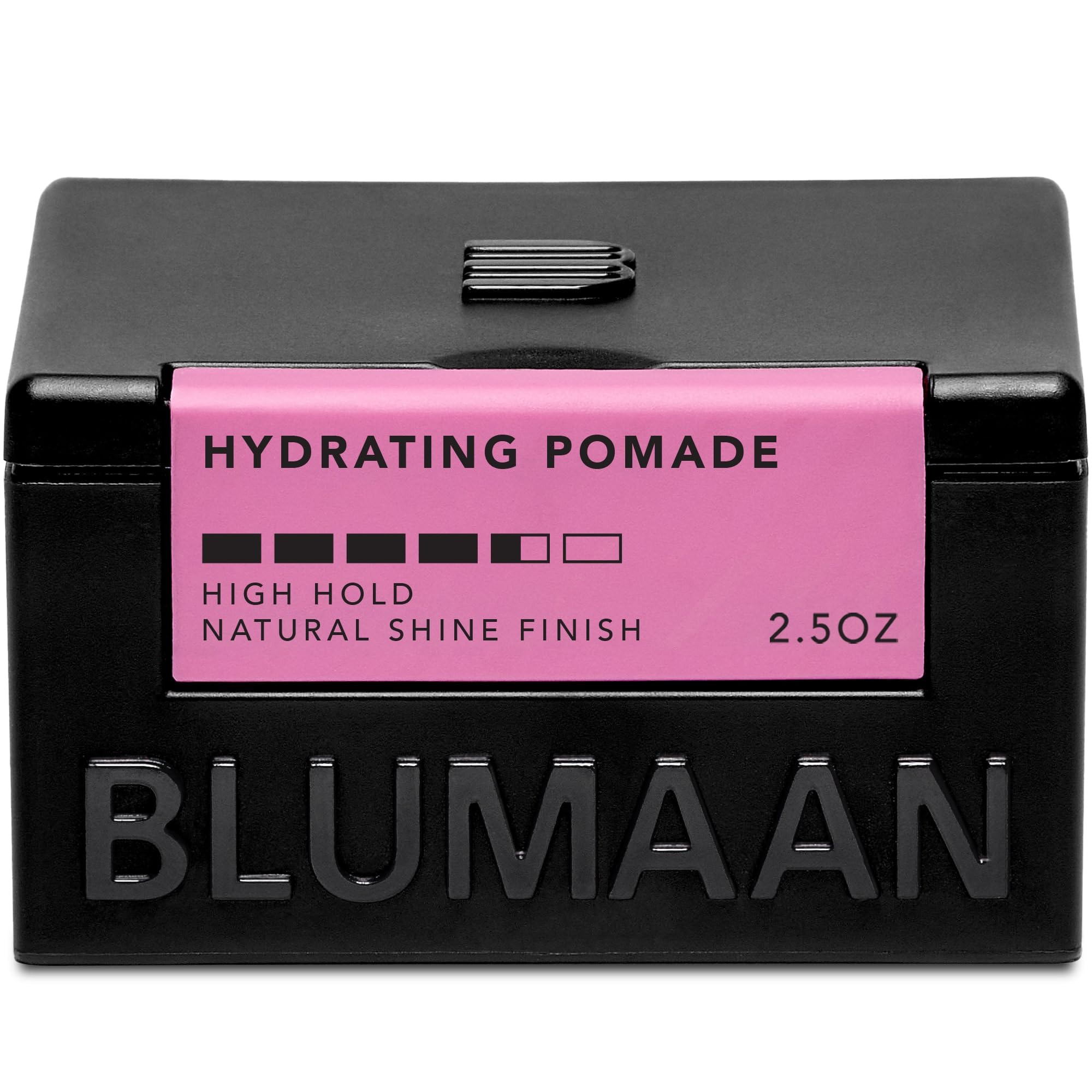 BluMaan Hydrating Pomade low-shine jar enables versatile styling and easy washout.