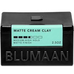 BluMaan Matte Cream Clay jar close-up with natural matte finish